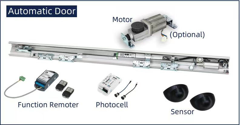 Operatore automatico di porte scorrevoli telescopiche a 24 V per porte in vetro a cornice