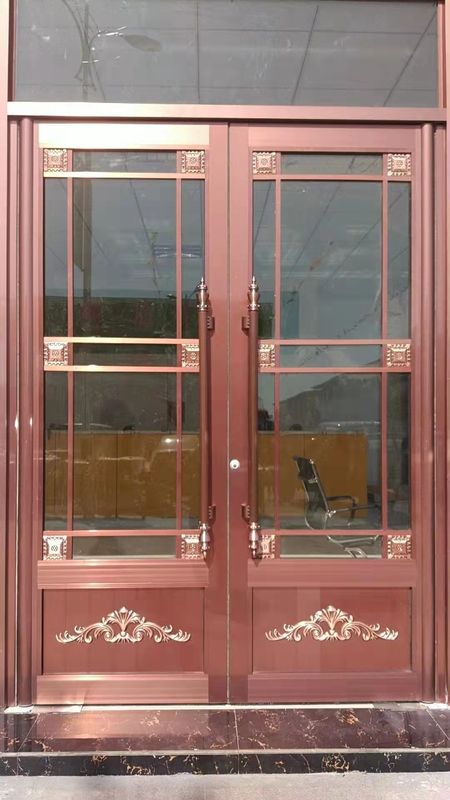 Modern Interior Decorative Balcony Shop Porta anteriore in alluminio
